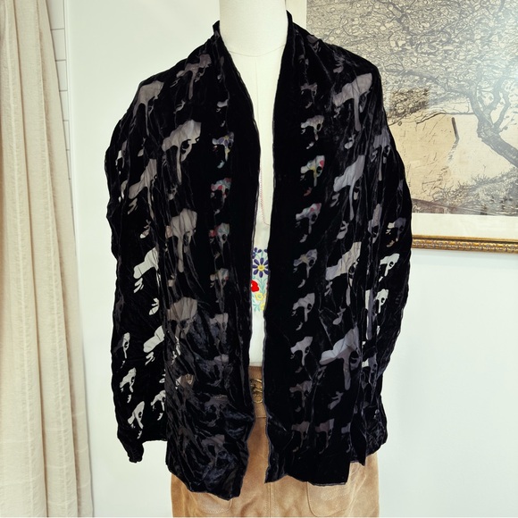 Free People Accessories - ✨ VINTAGE 1970s velvet & silk scarf / shawl